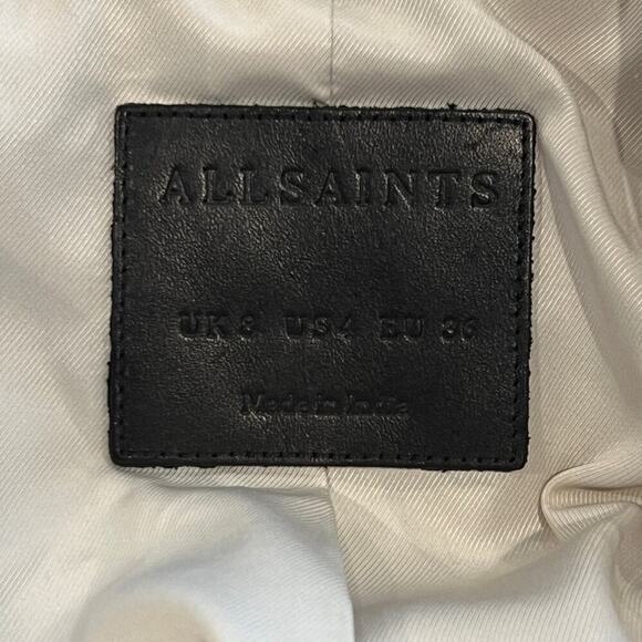 AllSaints Belfern Leather Biker Jacket Size US/4 - Picture 6 of 9